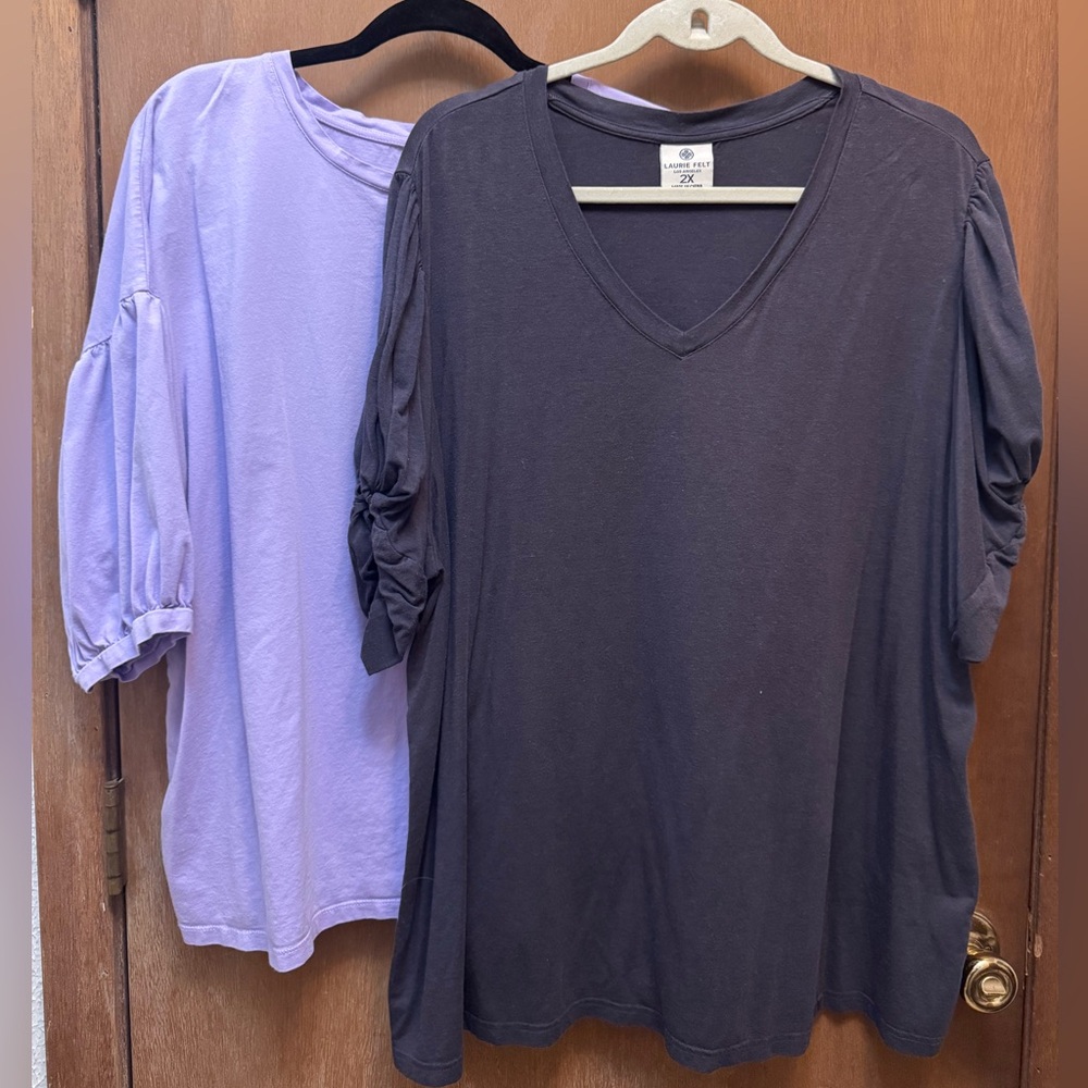 Laurie Felt Women’s Size 2x Puff Short Sleeves Tops Tees Set of 2